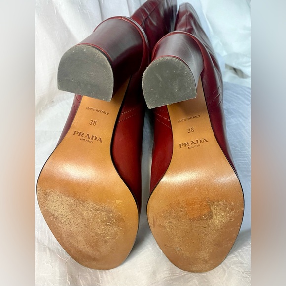 Prada Deep Red High Heeled Boots - Picture 10 of 13